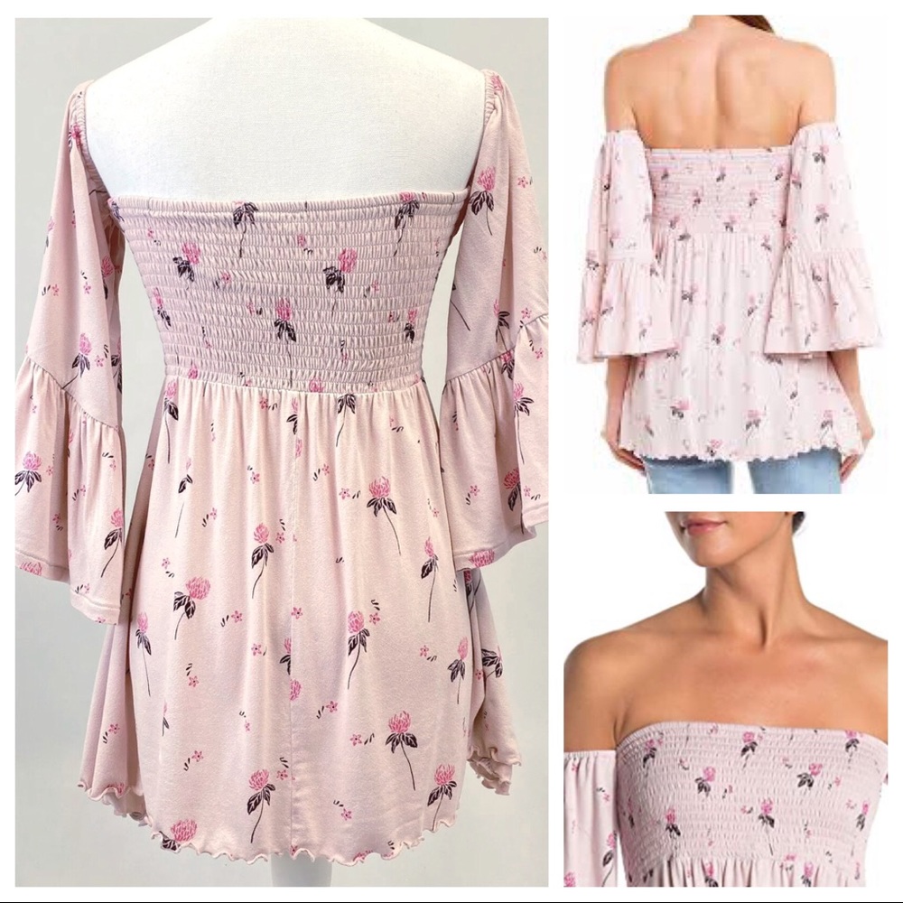 FREE PEOPLE BOHO FLOWY TUNIC TOP FLORAL BLOUSE A2C - Picture 10 of 16